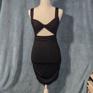 SHEIN Icon Twist Front Cut-Out Ruched Bodycon Sleeveless Dress Black Size 6